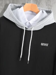 Manfinity Hypemode Áo nỉ Nam Dây kéo Túi Khối Màu Lá thư Giải trí - màu đen - Xem 3