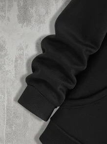 Manfinity Hypemode Áo nỉ Nam Dây kéo Túi Khối Màu Lá thư Giải trí - màu đen - Xem 4