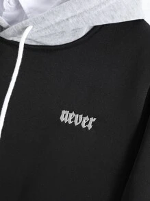 Manfinity Hypemode Áo nỉ Nam Dây kéo Túi Khối Màu Lá thư Giải trí - màu đen - Xem 5