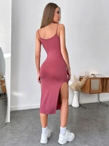 Rafferiza 1pc Split Thigh Cami Dress - Pink - View 2