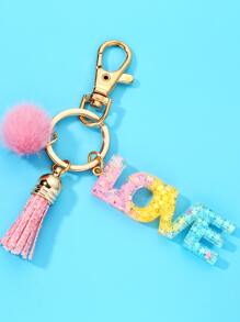 Móc khóa tua rua & chữ cái quyến rũ - Nhiều màu - Xem 1