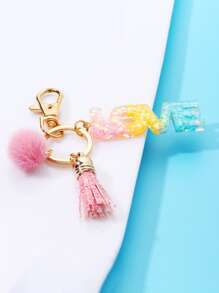 Móc khóa tua rua & chữ cái quyến rũ - Nhiều màu - Xem 2