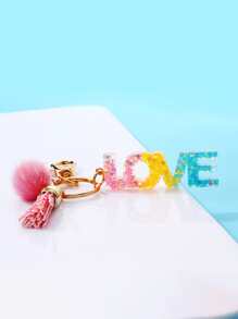 Móc khóa tua rua & chữ cái quyến rũ - Nhiều màu - Xem 3