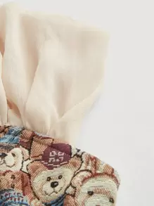 SHEIN MOD Top corto con estampado de oso de hombros descubiertos fruncido - Multicolor - Ver 4