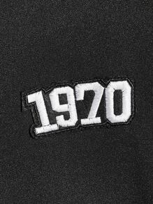 EASEVO 男士字母刺繡抽繩連帽衫 - 黑色 - 查看 4