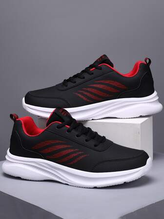 Hombres Zapatos de atletismo con diseño de parche de letra con cordón delantero