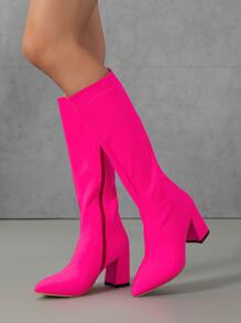 Neon Pink Zip Side Lace-up Front Combat Boots