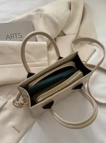 Không thấm nước, nhẹ, túi vuông có tay cầm đôi cá sấu nổi dành cho doanh nhân dành cho nữ tuổi teen Sinh viên đại học, tân binh và nhân viên cổ trắng Hoàn hảo cho văn phòng, đại học, công việc, kinh doanh, đi làm - Màu Khaki - Xem 4