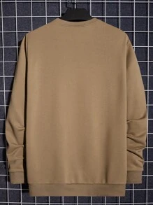 Manfinity VCAY 男士字母圖案套頭衫 - 棕色 - 查看 2