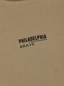 Manfinity VCAY 男士字母圖案套頭衫 - 棕色 - 查看 4