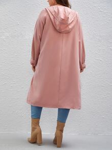 Gabardina de manga raglán con capucha - Rosa coral - Ver 2