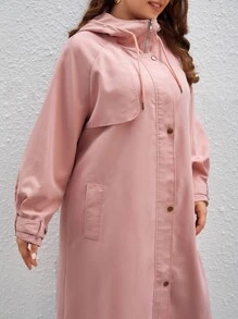 Gabardina de manga raglán con capucha - Rosa coral - Ver 5