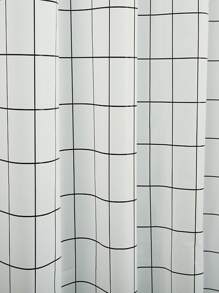 Plaid Print Shower Curtain - Black and White - View 3