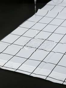 Plaid Print Shower Curtain - Black and White - View 4