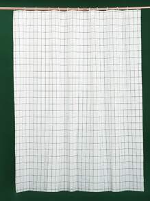 Plaid Print Shower Curtain - Black and White - View 6