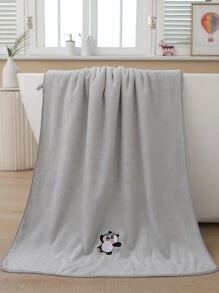 1入組貓熊刺繡毛巾 - 灰色 - 查看 2