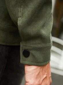 Manfinity Loose Fit Men's Flap Pocket Drop Shoulder Coat - Army Green - View 4