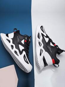 Men Letter Graphic Lace-up Front Running Shoes - Multicolor - View 4