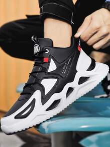 Men Letter Graphic Lace-up Front Running Shoes - Multicolor - View 5