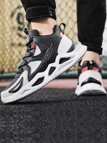 Men Letter Graphic Lace-up Front Running Shoes - Multicolor - View 6