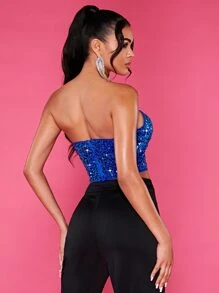 SHEIN BAE Sequin Tube Top - Royal Blue - View 2
