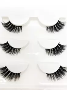 3pairs Separated False Eyelashes Strip Lashes, Lashes, Eyelashes, Fake Lashes - Black - View 3