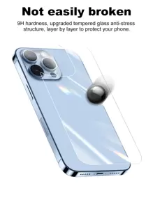 1pc High Definition High Aluminum Apple Back Tempered Glass Film, Suitable For All Models Including 14 6.1", 13, 13 Pro 6.1, 15, 15 Pro Max, 16, 16 Pro, 16 Pro Max, 17, 17 Pro, 17 Pro Max, AIR Compatible With IPhone - Clear - View 4