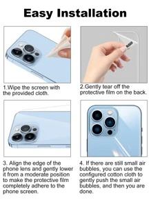 1pc High Definition High Aluminum Apple Back Tempered Glass Film, Suitable For All Models Including 14 6.1", 13, 13 Pro 6.1, 15, 15 Pro Max, 16, 16 Pro, 16 Pro Max, 17, 17 Pro, 17 Pro Max, AIR Compatible With IPhone - Clear - View 6