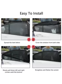 2入組汽車後側窗遮陽簾，帶網布 - 黑色 - 查看 5