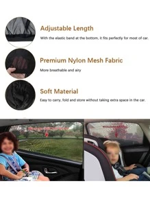 2入組汽車後側窗遮陽簾，帶網布 - 黑色 - 查看 6