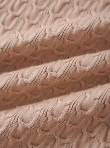 男士1入組麻花編織套頭毛衣 - 卡其色 - 查看 4