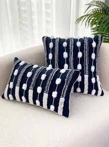 1pc Pom Pom Decor Cushion Cover Without Filler - Multicolor - View 2