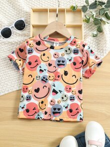 SHEIN 小女童卡通圖案T恤 - 彩色 - 查看 1