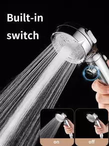 1pc ABS Showerhead, Classic Silver Handheld Shower Sprinkler For Bathroom - Silver - View 3