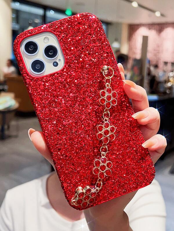 Glitter Phone Case With Hand Strap SHEIN USA