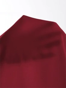 SHEIN PETITE Solid Scoop Neck Slim Tee - Burgundy - View 6