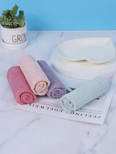 5入組素色隨機清潔抹布