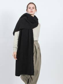 1 chiếc khăn quàng cổ mùa đông tối giản - màu đen - Xem 1