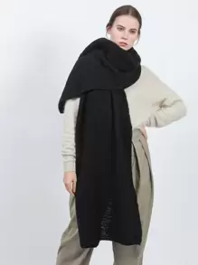 1 chiếc khăn quàng cổ mùa đông tối giản - màu đen - Xem 4