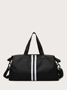 Men Striped Duffle Bag, Bag for School for CollegeTravel BagholidayLuggage BagWeekend BagOvernight Bag - Black - View 2