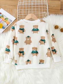 Toddler Girls Bear And Letter Graphic Sweatshirt