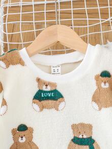 Toddler Girls Bear And Letter Graphic Sweatshirt