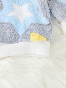 SHEIN Toddler Girls Star Pattern Teddy Sweatshirt - Multicolor - View 3