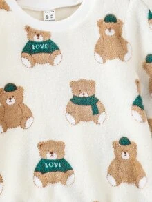 Toddler Girls Bear And Letter Graphic Sweatshirt