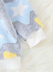 SHEIN Toddler Girls Star Pattern Teddy Sweatshirt - Multicolor - View 4