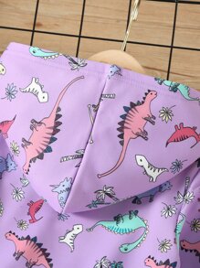 小女童恐龍印花連帽衫和運動褲 - 紫色 - 查看 7