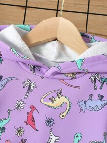 小女童恐龍印花連帽衫和運動褲 - 紫色 - 查看 8