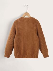 Girls Twist High Low Hem Jumper - Coffee Brown - View 2