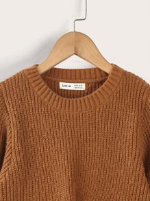 Girls Twist High Low Hem Jumper - Coffee Brown - View 3