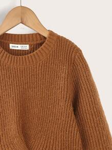 Girls Twist High Low Hem Jumper - Coffee Brown - View 4